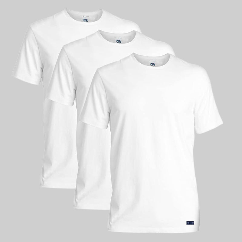Ted Baker Men’s Essential Cotton Crew T-Shirts – 3-Pack White