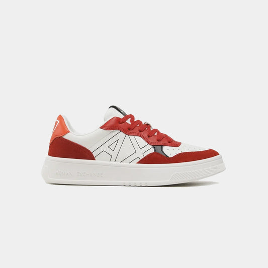 Armani Exchange AX Low-Top Men Trainers Shoes in Red and White