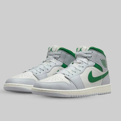 Nike Air Jordan 1 Mid Men's Shoes - White/Green