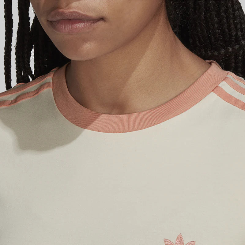 Adidas 3 Stripe Adicolor Classics Collegiate Tight T-shirt Pink Ivory