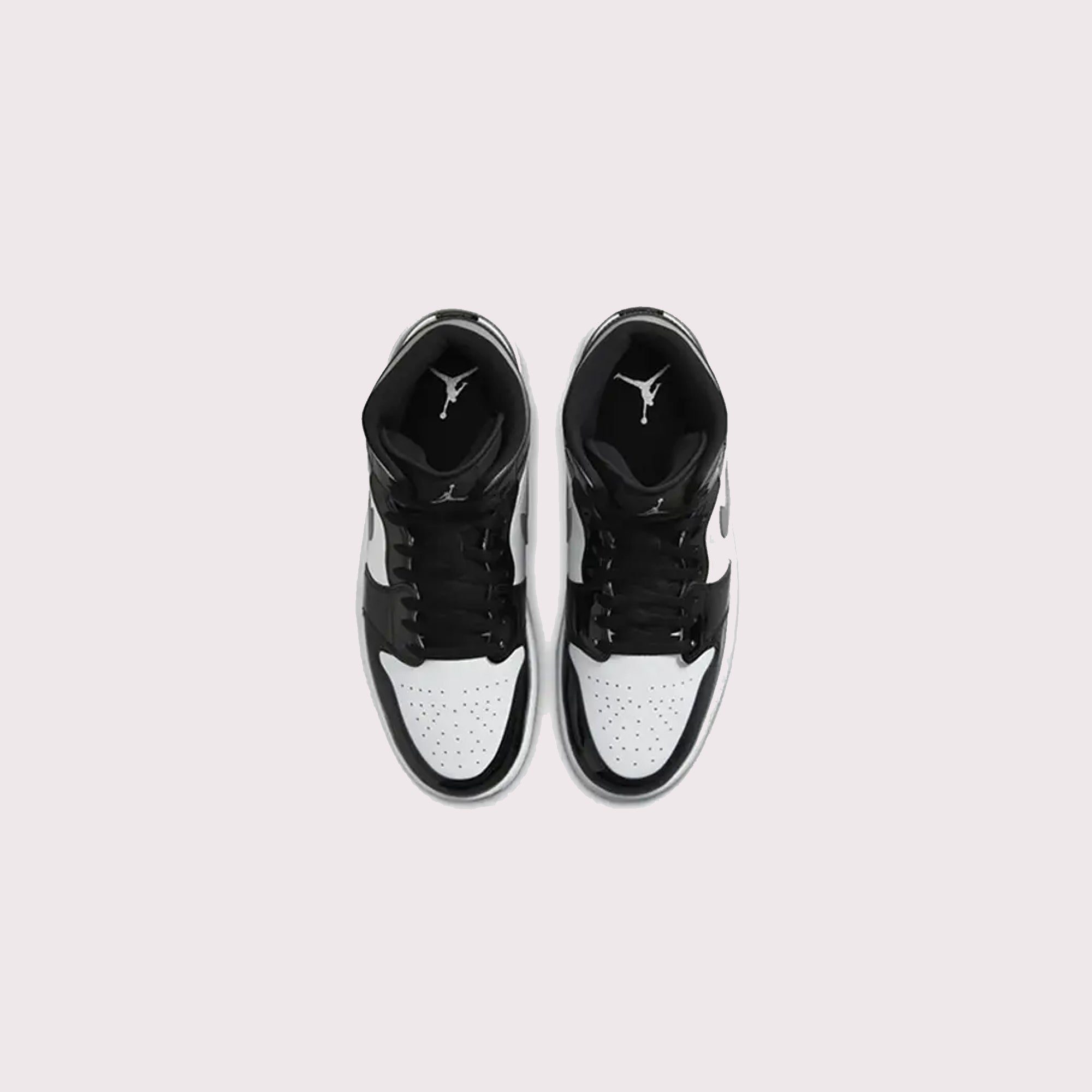 Nike Air Jordan 1 Mid Black Patent & Silver Shoes