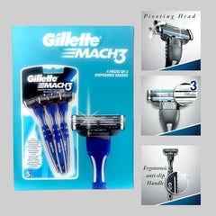 Gillette Mach3 Disposable Men’s Razors – 5 Count Pack