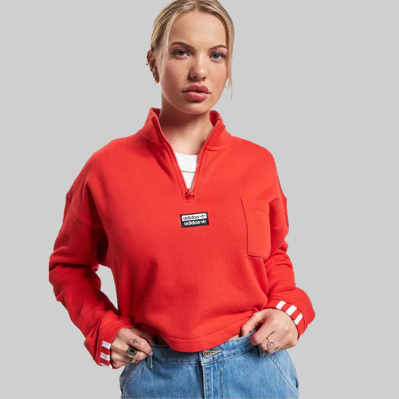 Adidas Originals Women's Cropped Red Sweatshirt
