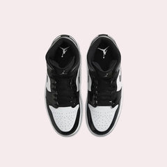 Nike Air Jordan 1 Mid Black Patent & Silver Shoes