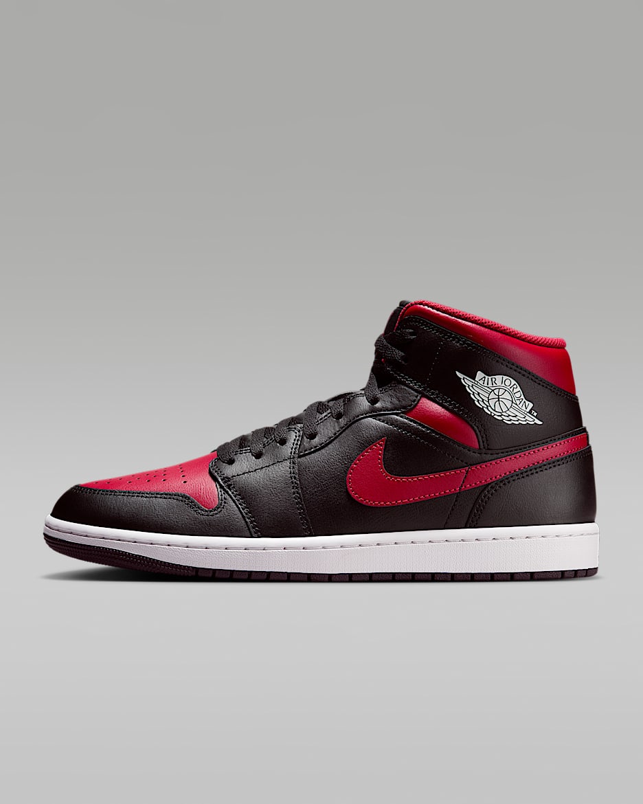 Nike Air Jordan Men's Retro 1 Mid Casual Shoes - Black/Red