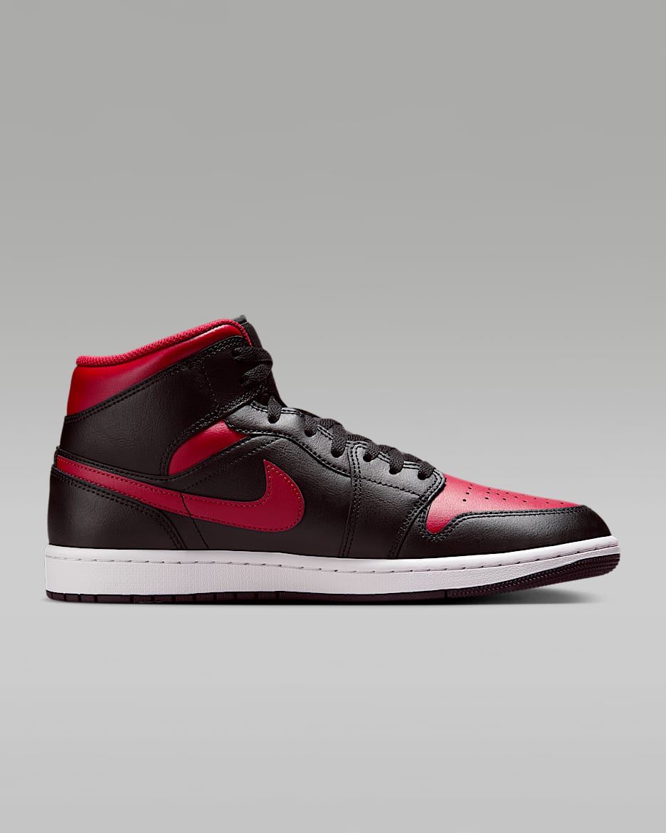 Nike Air Jordan Men's Retro 1 Mid Casual Shoes - Black/Red