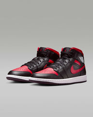 Nike Air Jordan Men's Retro 1 Mid Casual Shoes - Black/Red