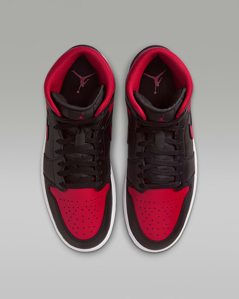 Nike Air Jordan Men's Retro 1 Mid Casual Shoes - Black/Red