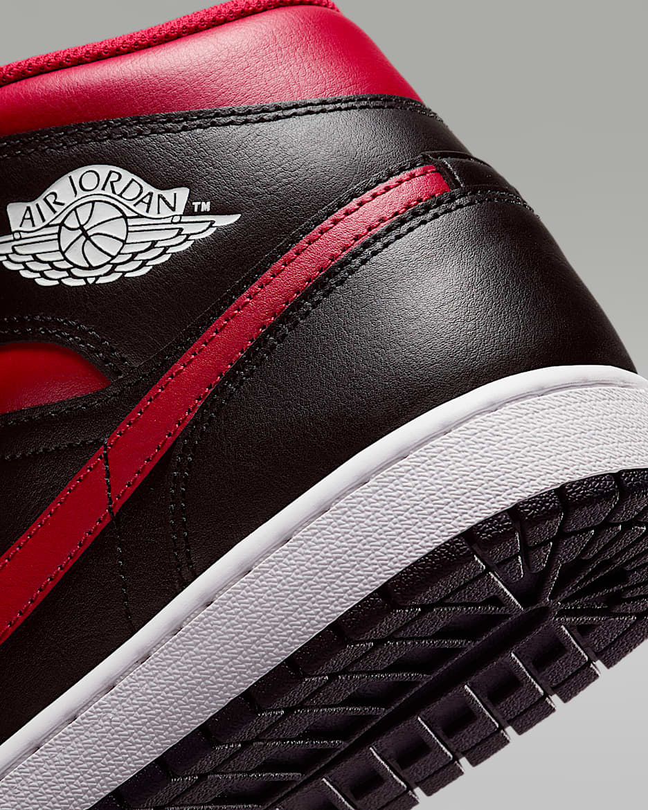 Nike Air Jordan Men's Retro 1 Mid Casual Shoes - Black/Red