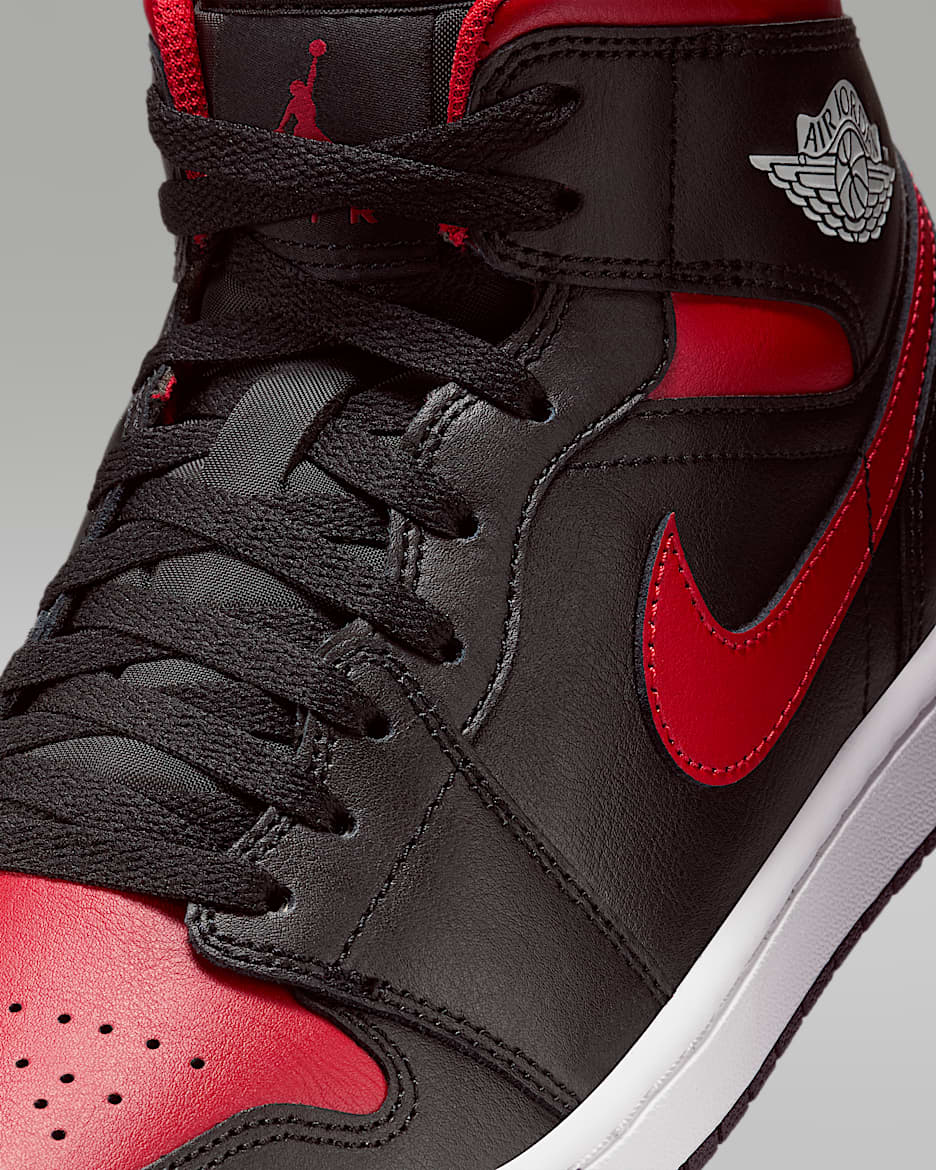 Nike Air Jordan Men's Retro 1 Mid Casual Shoes - Black/Red